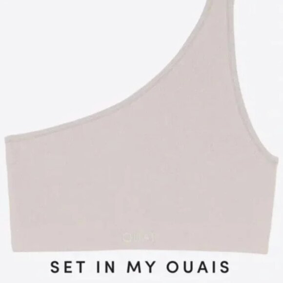 SET ACTIVE x OUAI Limited Edition Taupe One Shoulder Rib Sports Bra Small - Picture 6 of 6